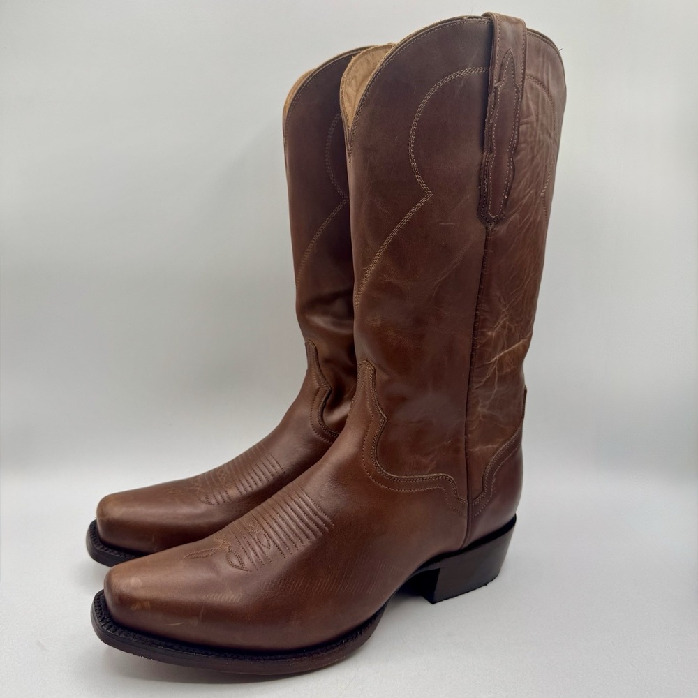 El Dorado Distressed Boots Men's Size 9.5 D Chocolate Brown Textured Leather‎